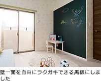 壁一面を自由にラクガキできる黒板にしました