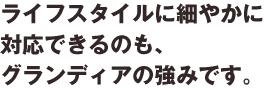 ライフスタイルに細やかに対応できるのも、グランディアの強みです。